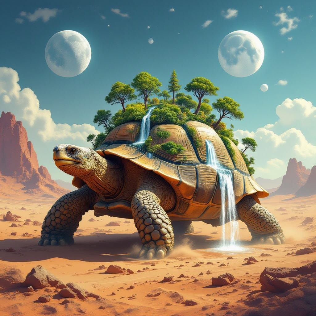 Ancient Tortoise Ecosystem in Alien Desert