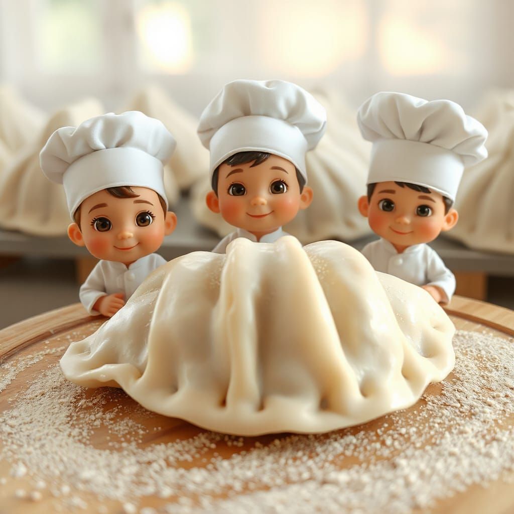 Pixar-Style Chefs Prepare Traditional Russian Dumpling