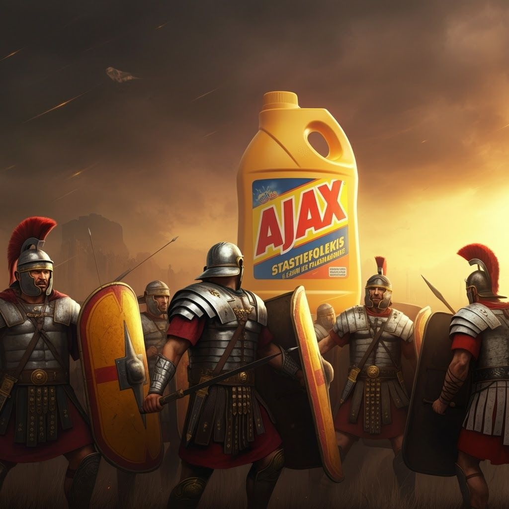 Roman Legion Faces Giant AJAX Bottle in Epic Battle