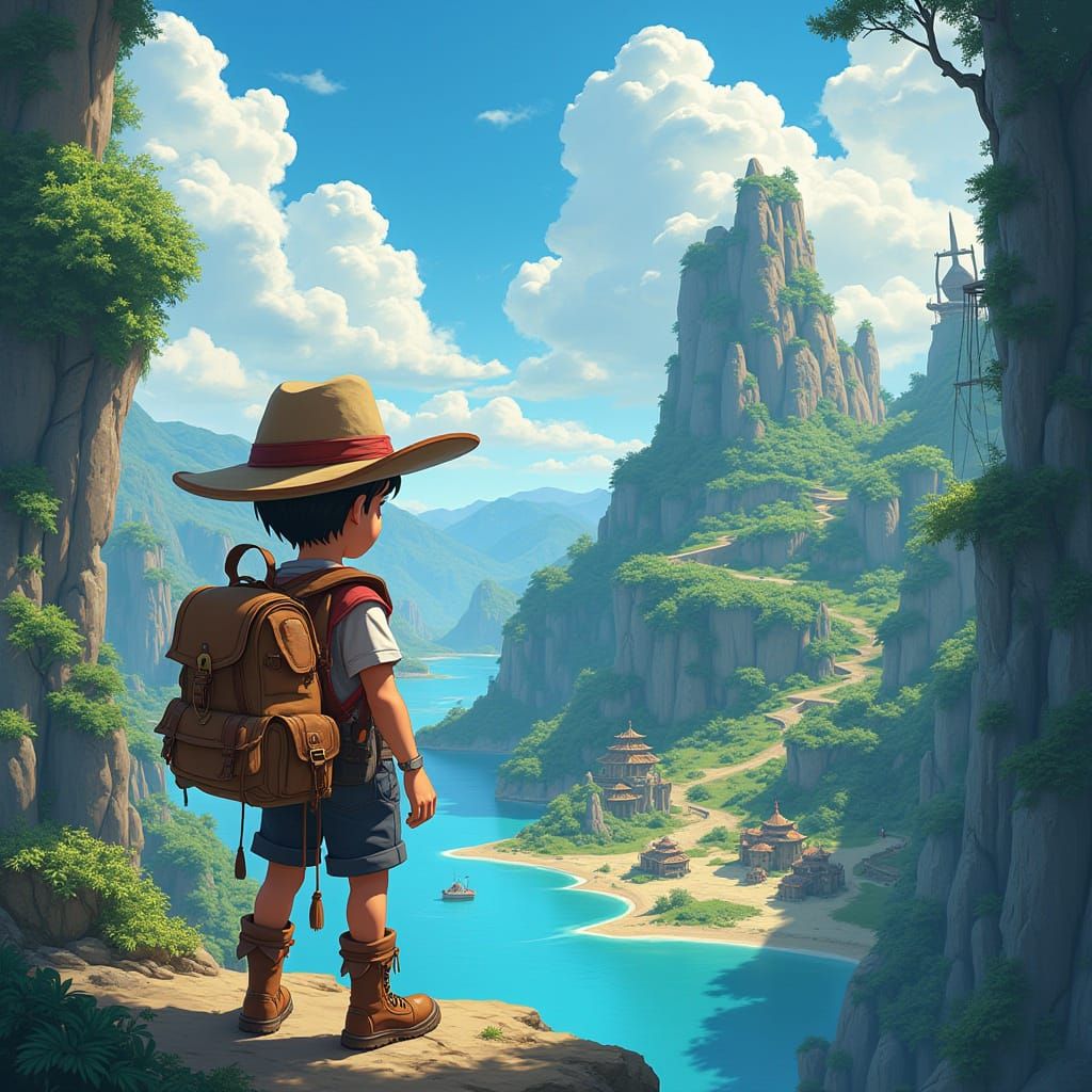 Anime-Style Fantasy Map Adventure for Young Explorer
