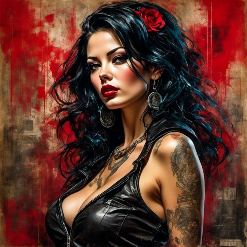 Retro Cyberpunk Pinup in Rockabilly Style