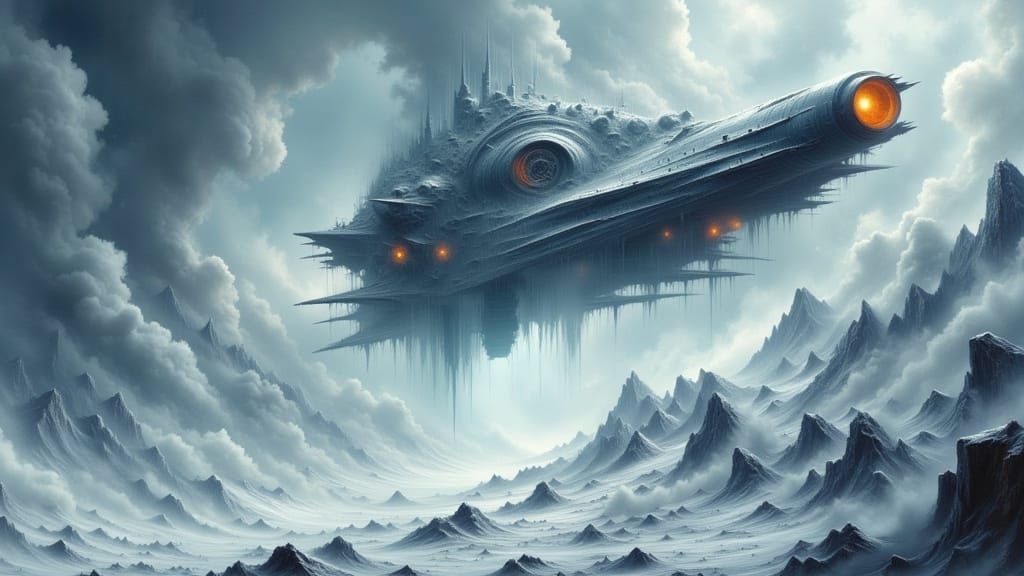 Colossal Starship Approaches Radiant Stargate in Cosmic Stor...