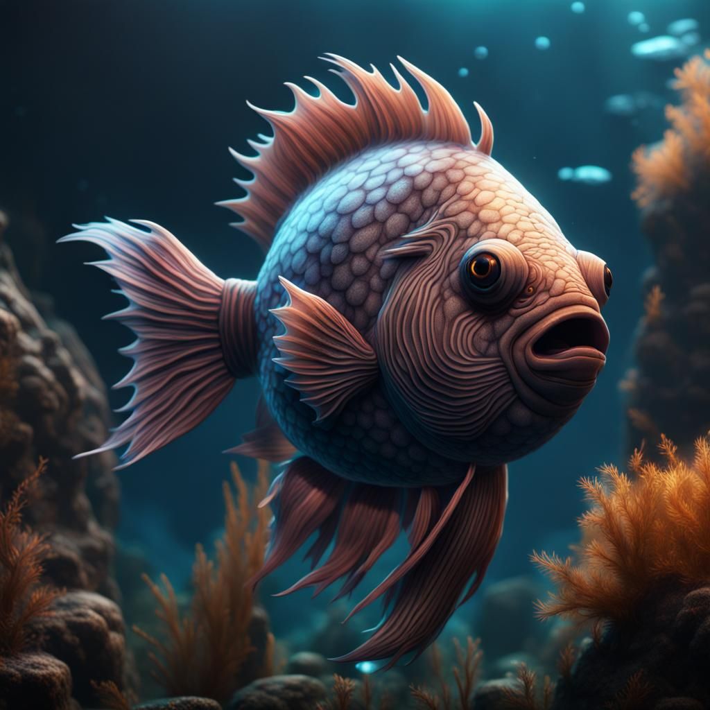Fluffy Fish in Detailed Digital Matte Painting