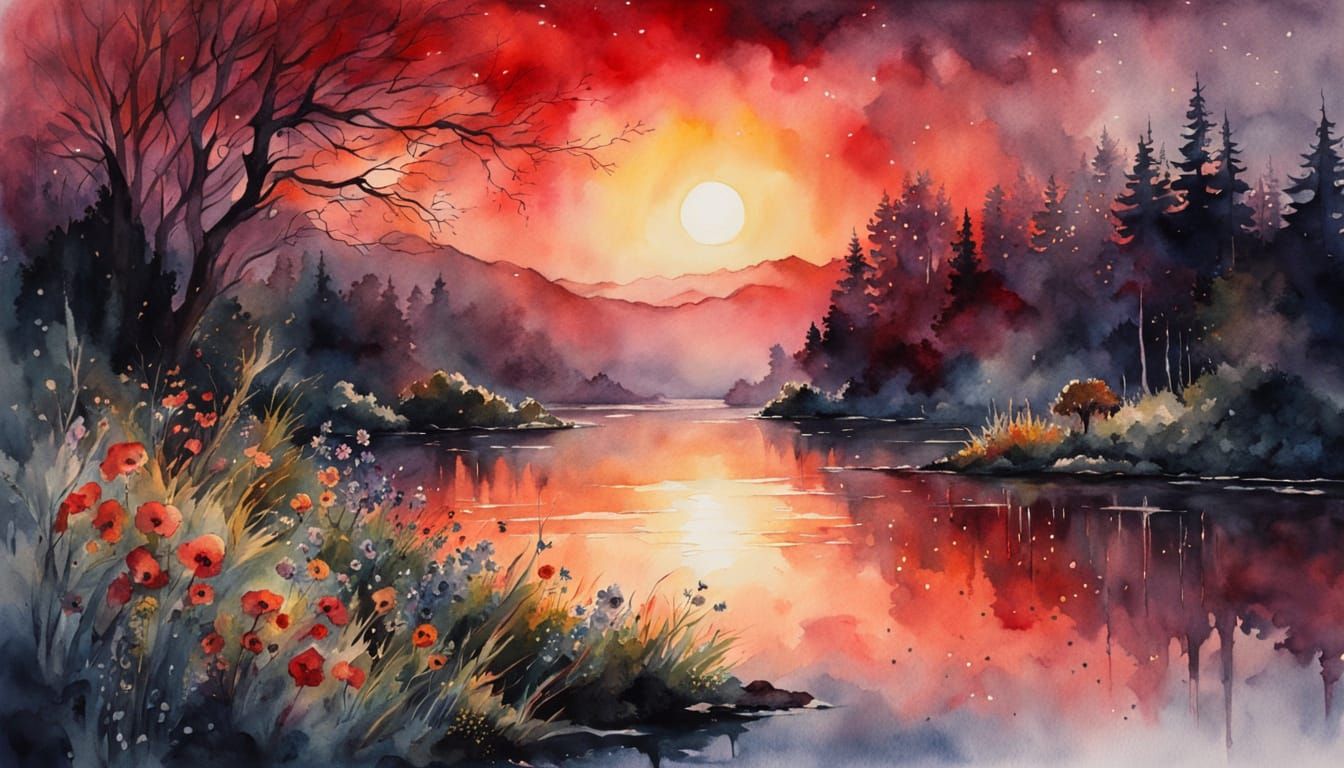 Stunning Lady in Whimsical Watercolor Fantasy