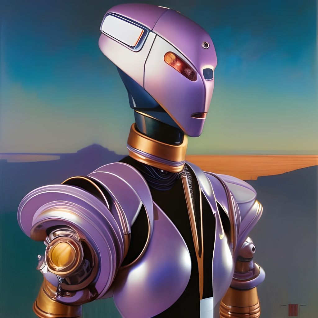 Fashionable Android Robot Portrait in Art Nouveau Style