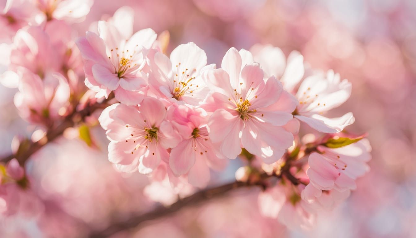 Vibrant Cherry Blossoms in Warm Impressionist Light