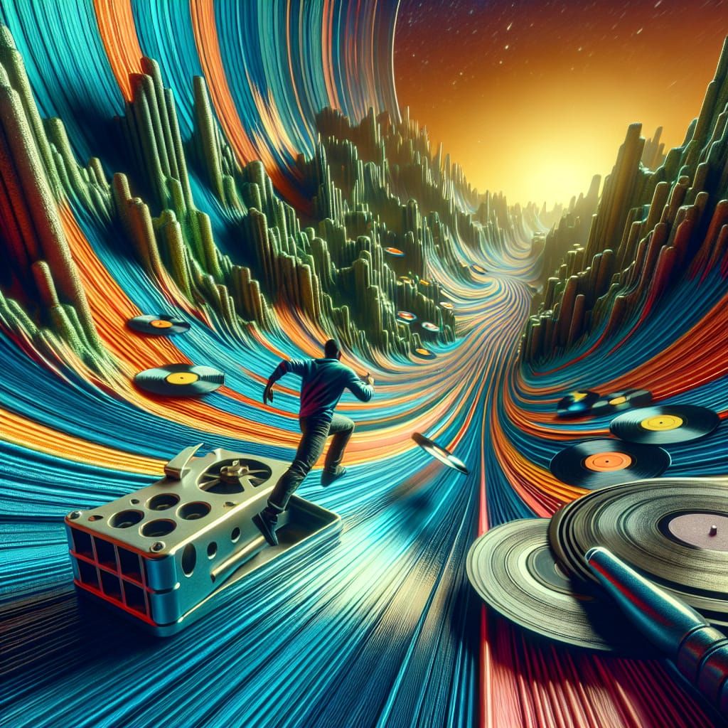 Vinyl Valley Adventure: Retro-Futuristic Musical Journey