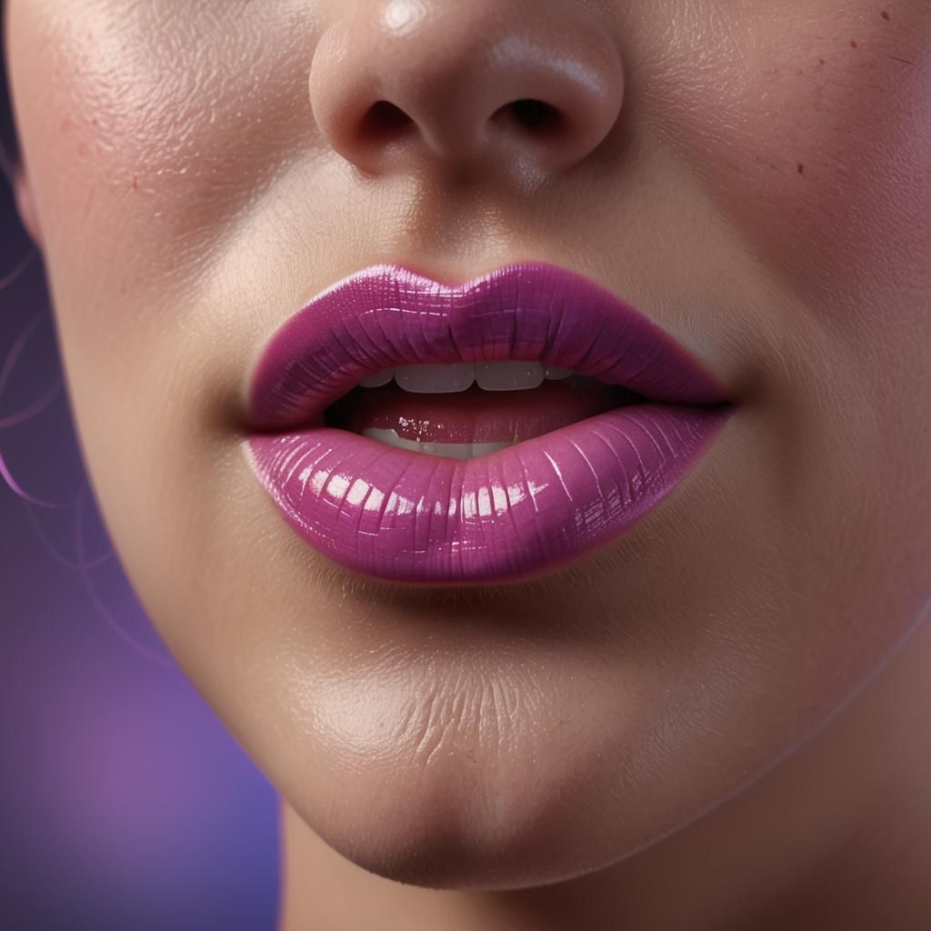 Hyperrealistic Girl's Lips Close-Up in 8K