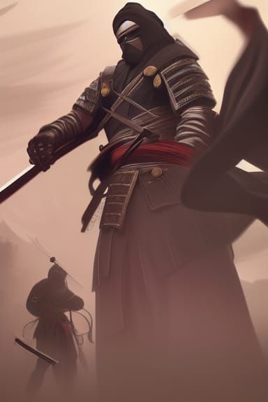 Warrior King with Katana in Dark Fantasy Style