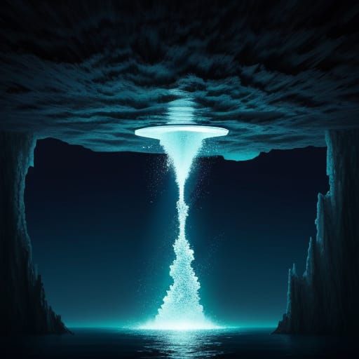 Upside Down Lighthouse Stalactite in Dark Sky