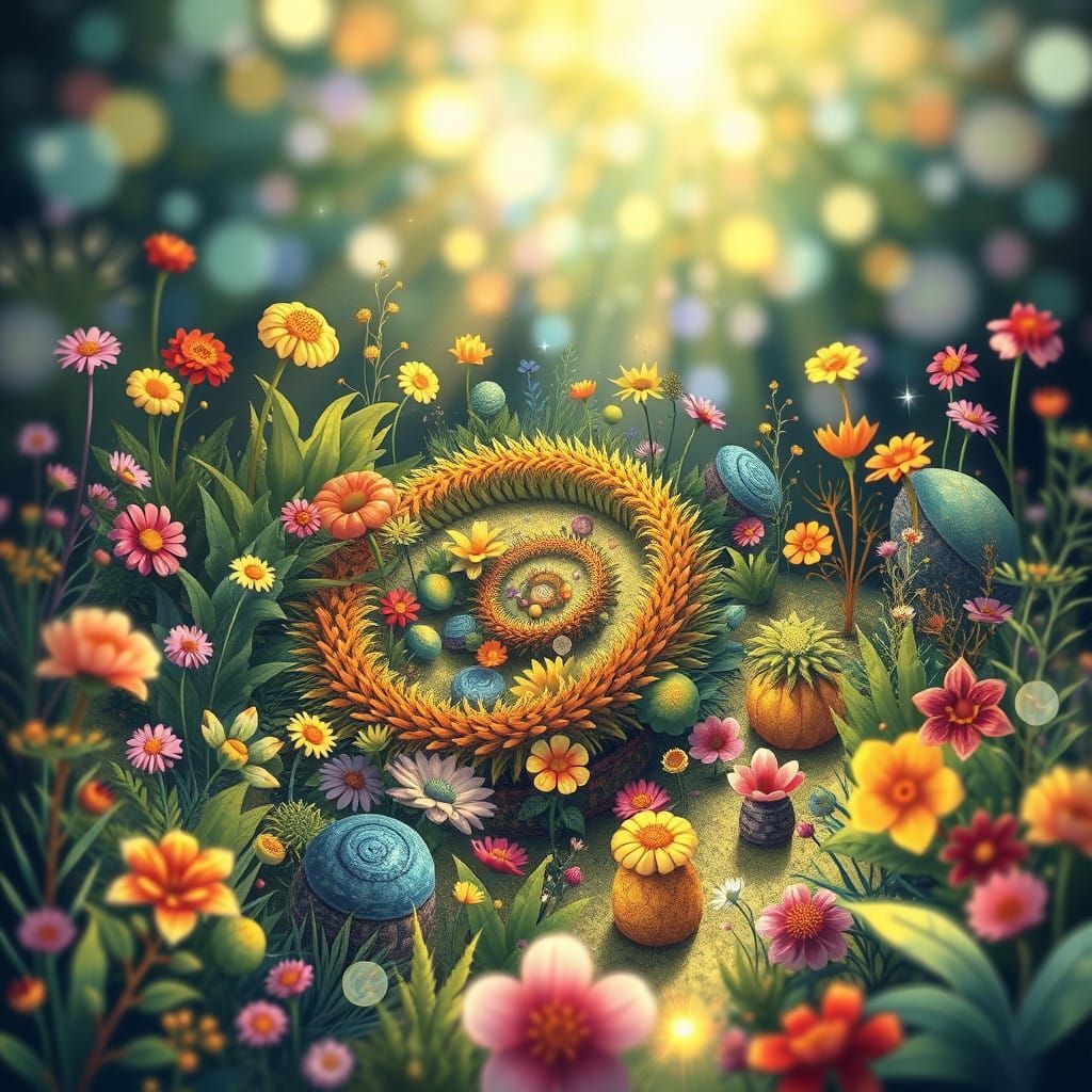 Whimsical Floral Wonderland in Vibrant Colors