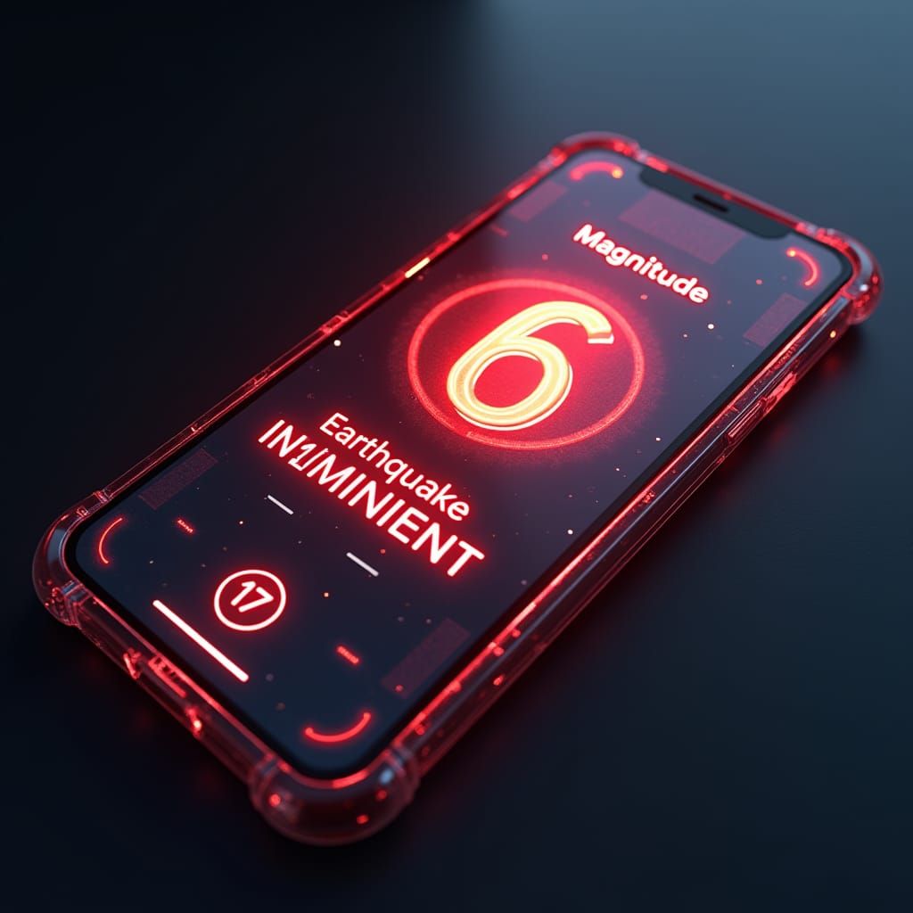 Earthquake Warning on Anime Phone Screen