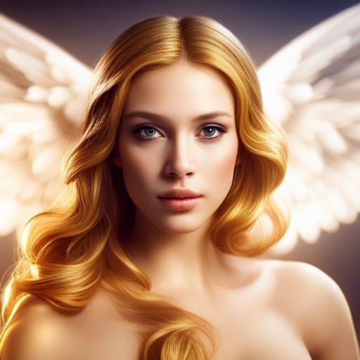 Golden Angel Portrait in Volumetric Lighting