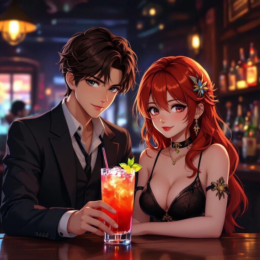Anime Cocktail Scene for Elena in 3D