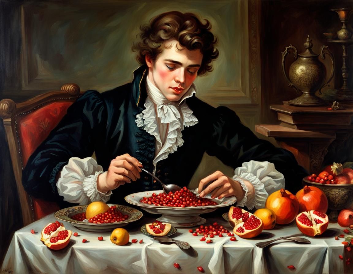 The young Marquis always makes a bit of a mess while eating ...