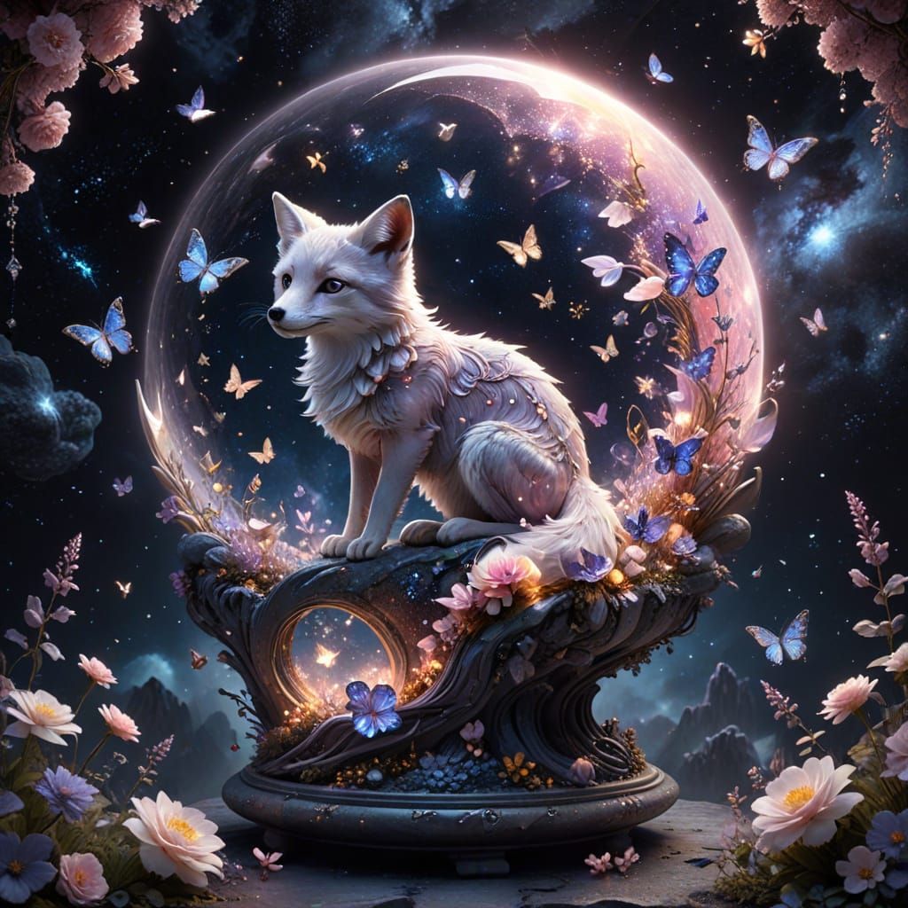Celestial Garden with Crystal Flowers in Hyper-Fantasy Style