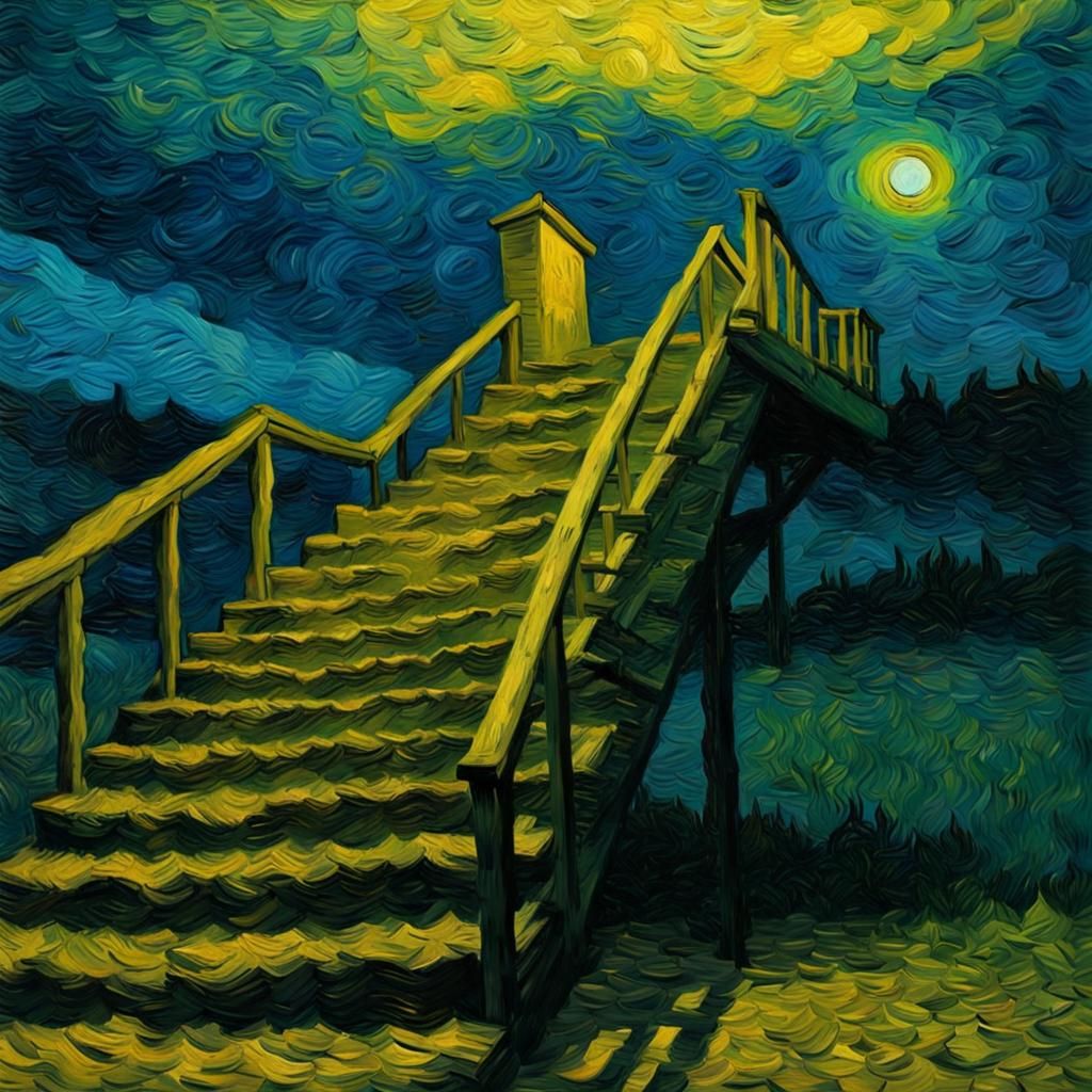 Vibrant Night Scene as Impasto Painting