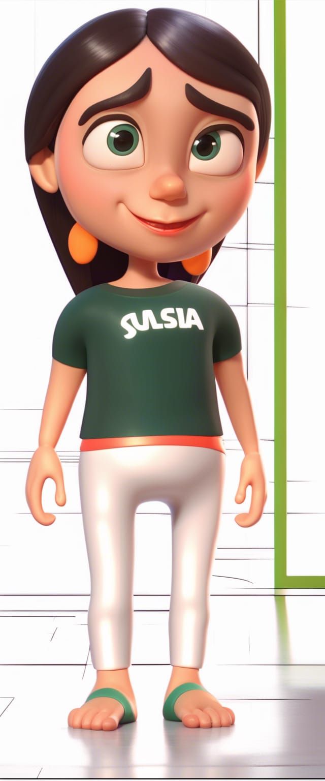 Barefoot Spanish Woman: Pixar-Style 3D Render