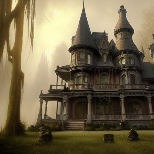 Halloween House in Haunted Neighborhood: Gothic Art