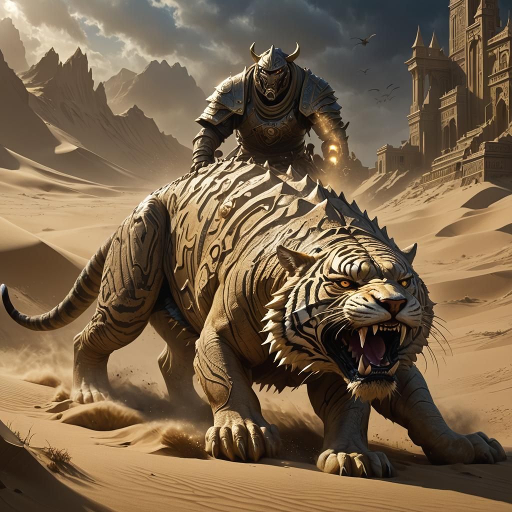 Sand Tiger Emerges in Dark Fantasy Style
