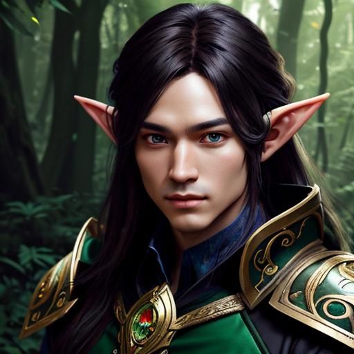 Fantasy Elf Ranger Portrait in Forest, 8K