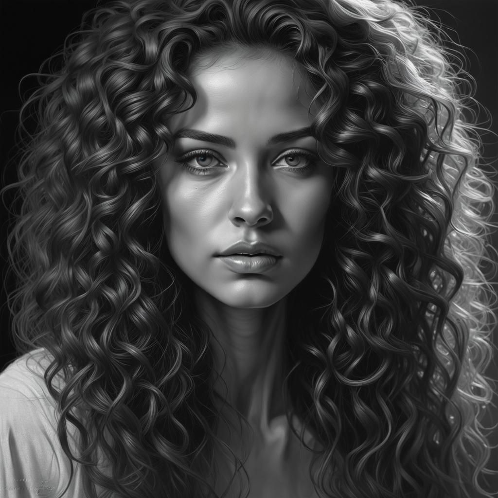 Detailed Grayscale Portrait of a Woman