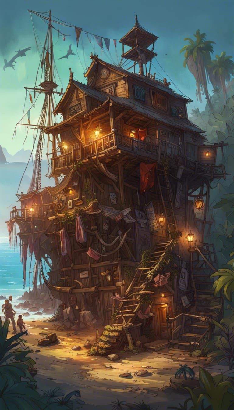 Pirate Hideout: Detailed Photoillustration