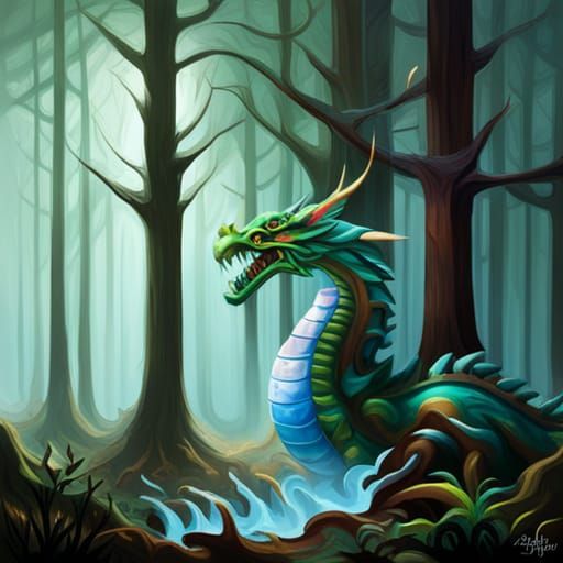 Colorful Forest Dragon Graffiti Art