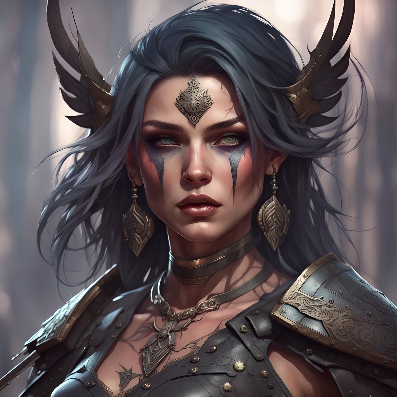 Gothic Pict Warrior Portrait in Digital Art Style