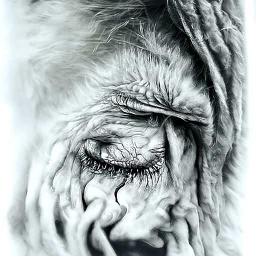 Hyperdetailed Charcoal Drawing of Grief in 8k