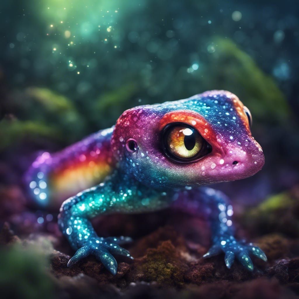 Rainbow Glitter Salamanders by Bioluminescent Stream