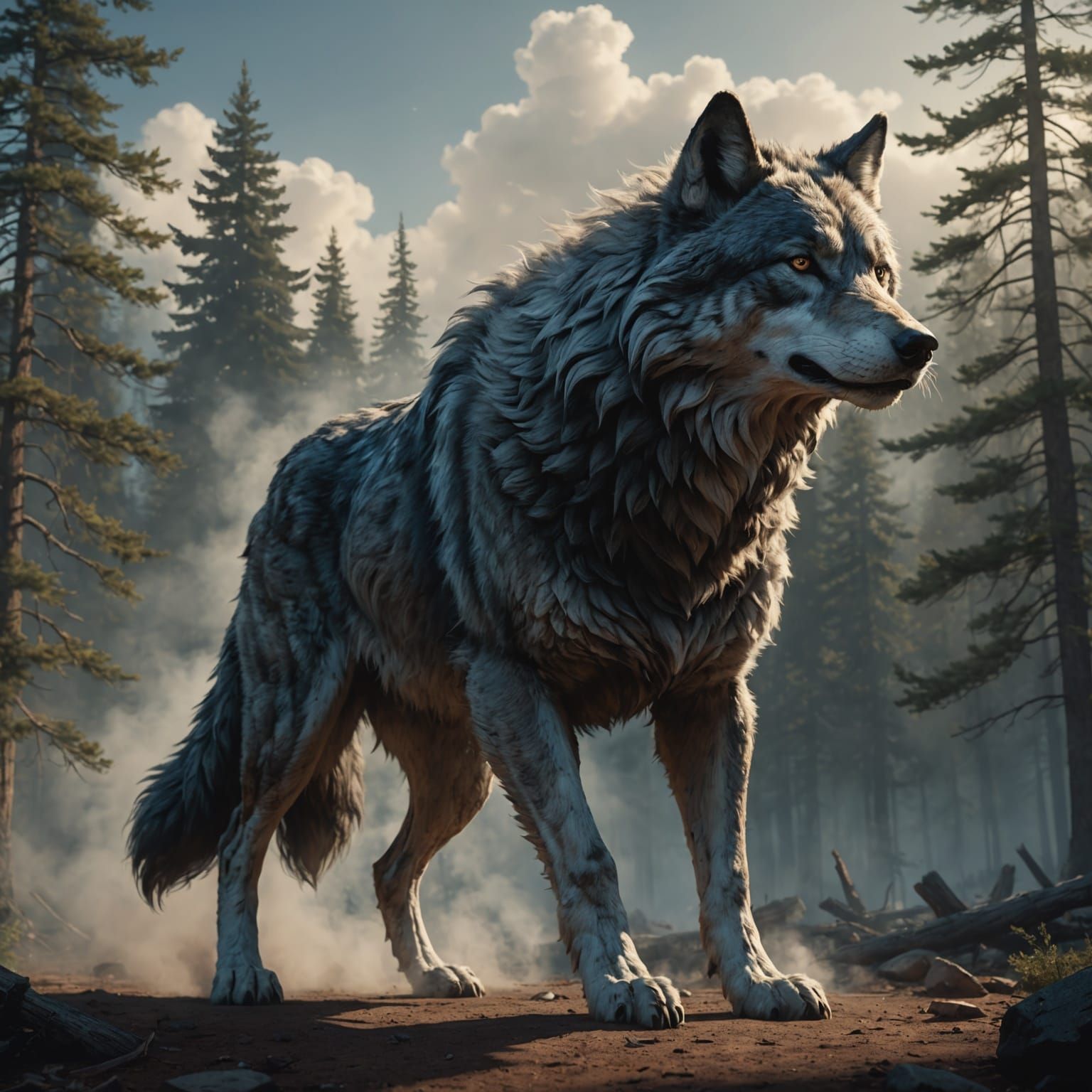 Smoke Wolf Transformation: Photorealistic Digital Concept Ar...