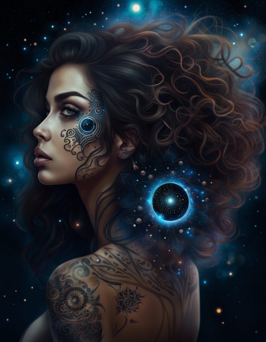 Tattoo Artist in Cosmic Graffiti Art Style