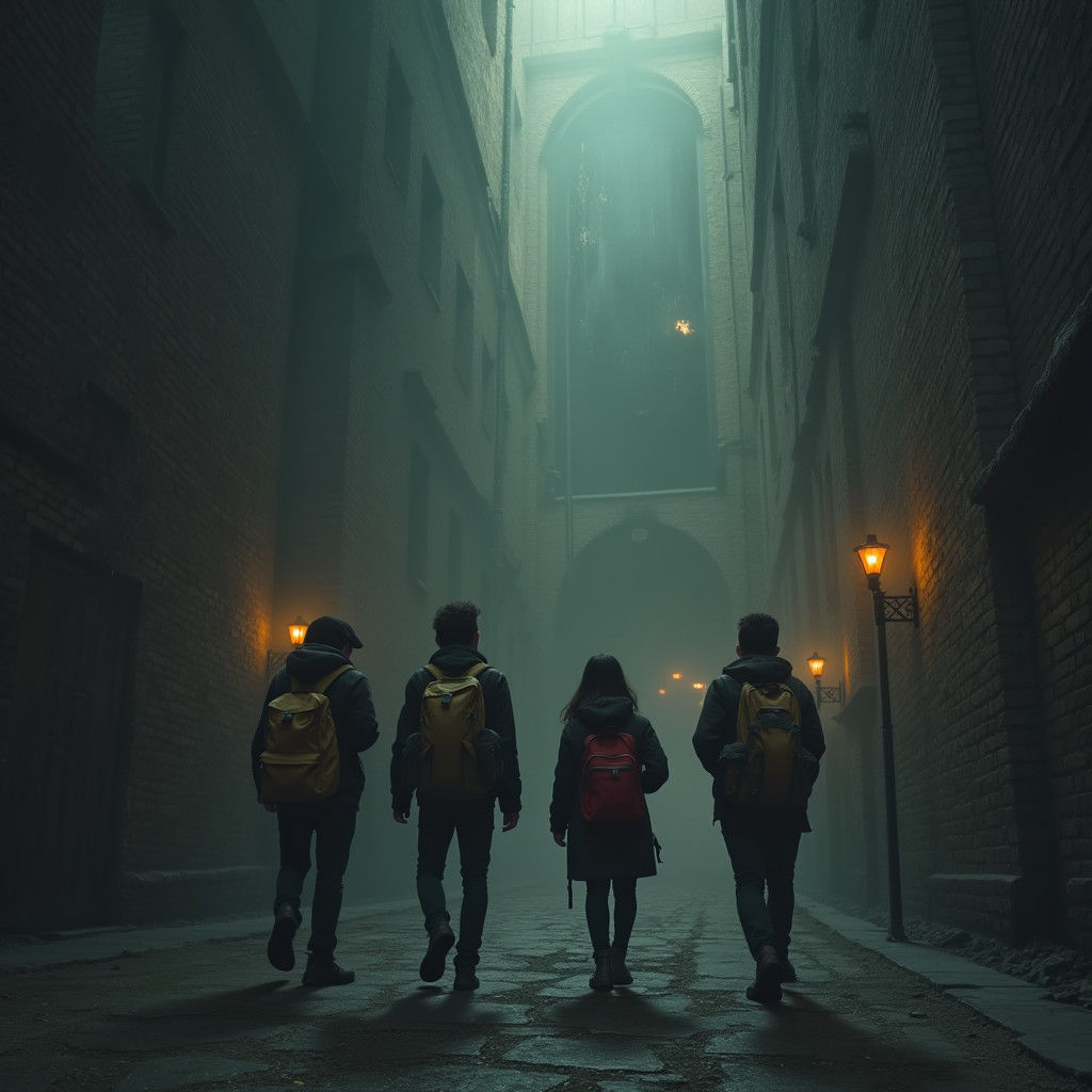 Teenagers Enter Enormous Train: Dreamlike Cyberpunk Journey