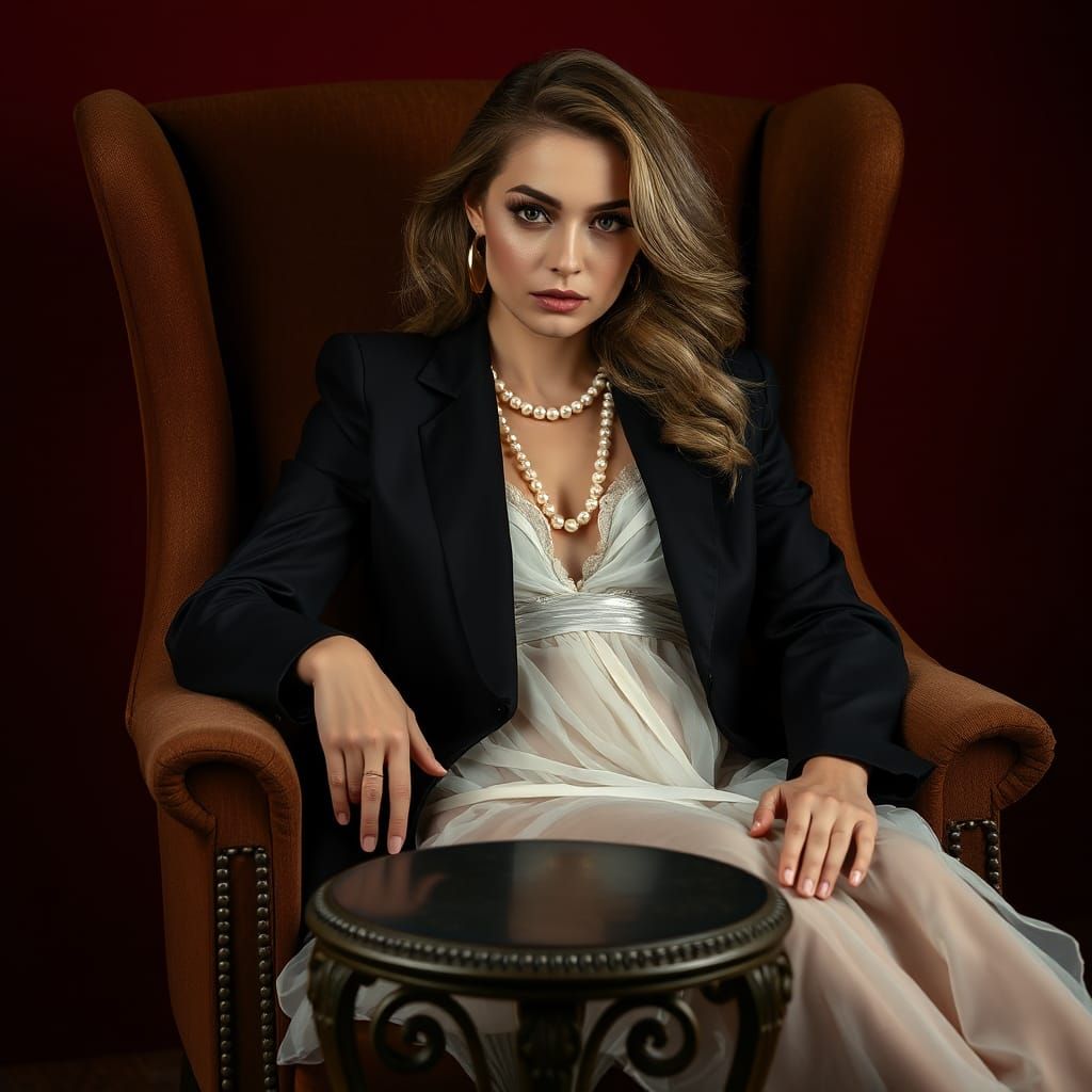 Elegant Woman Reclining in Rembrandt Lighting Style