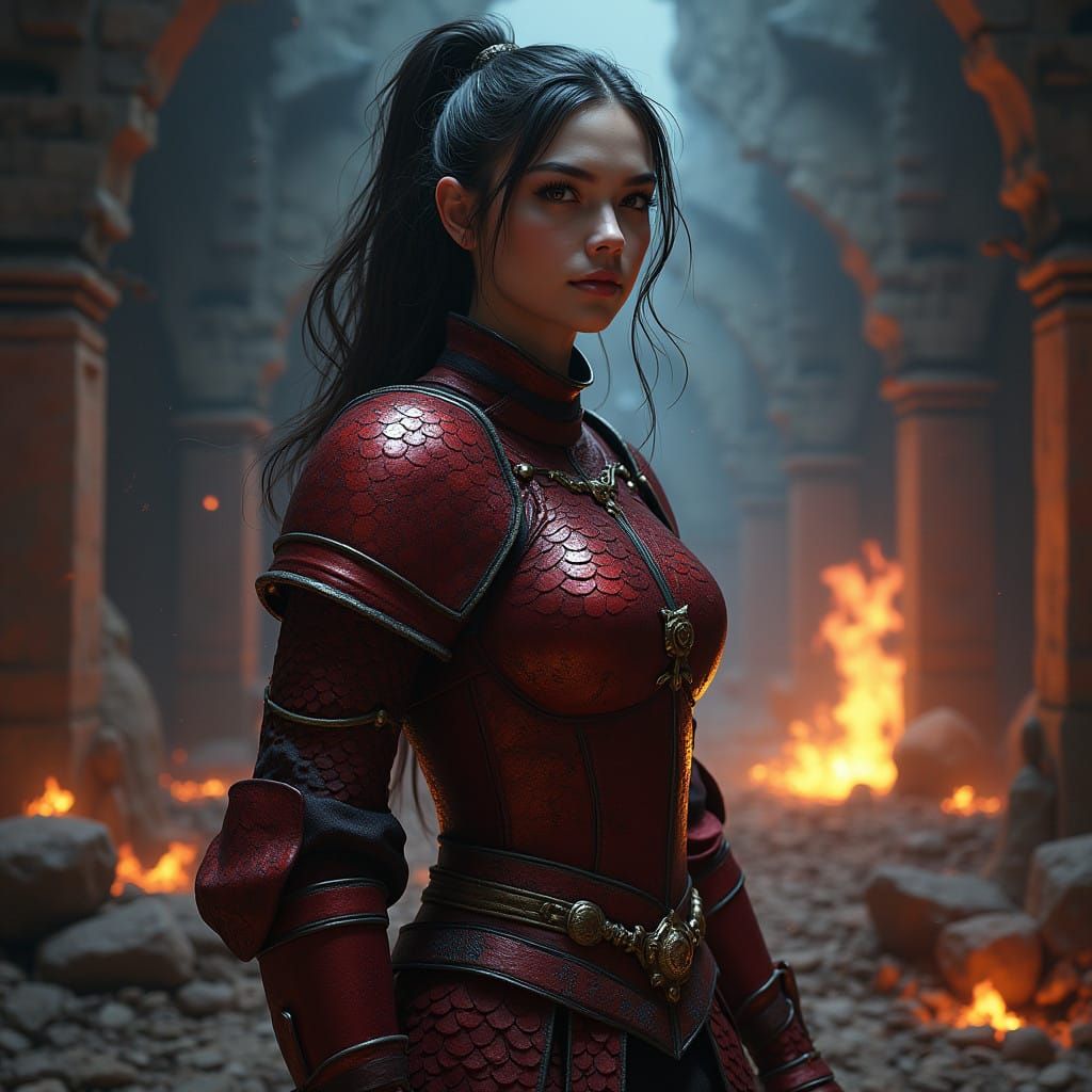 Dark Red Scale Mail Cleric in Mystic Forge