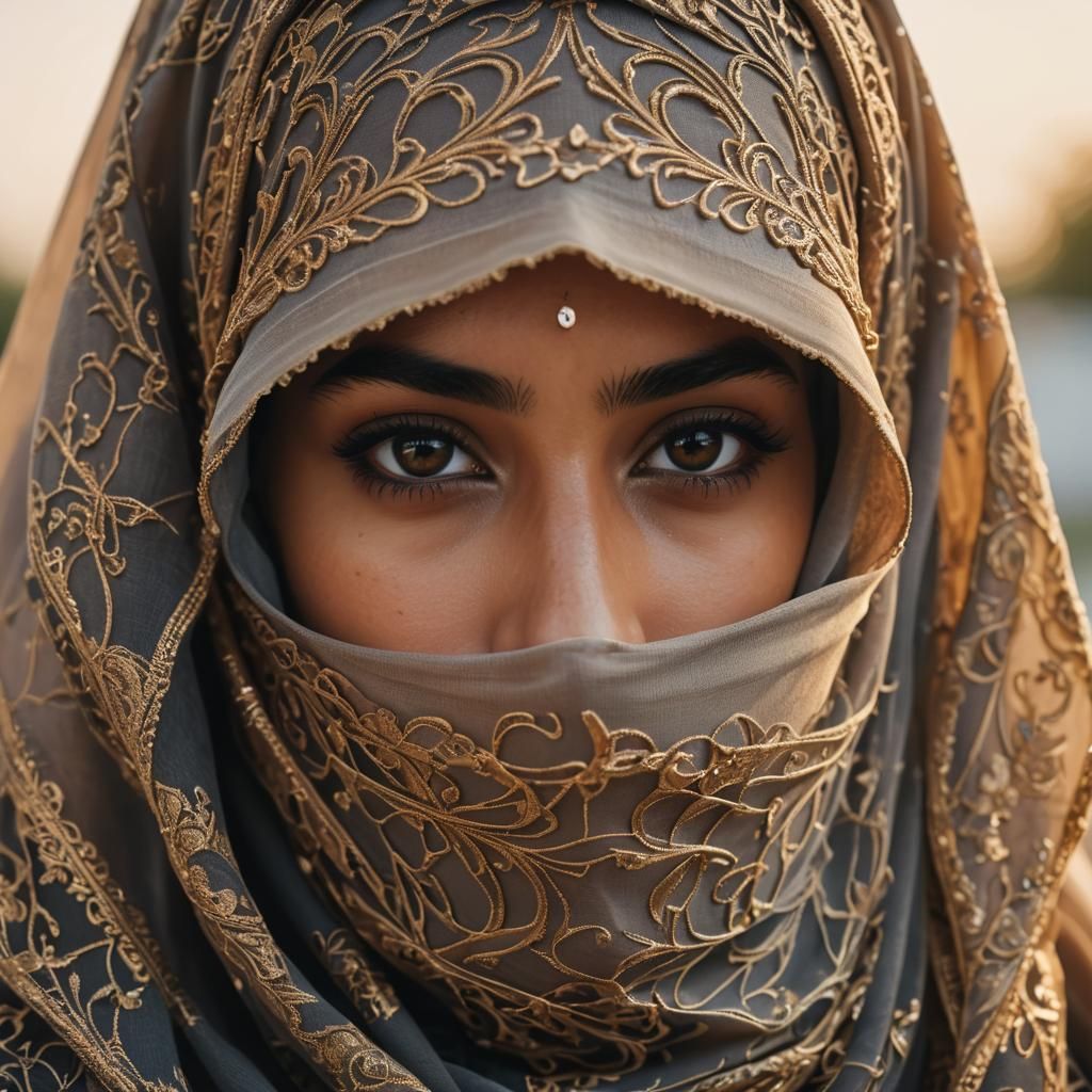 Cinematic Portrait of a Muslim Woman in Niqab
