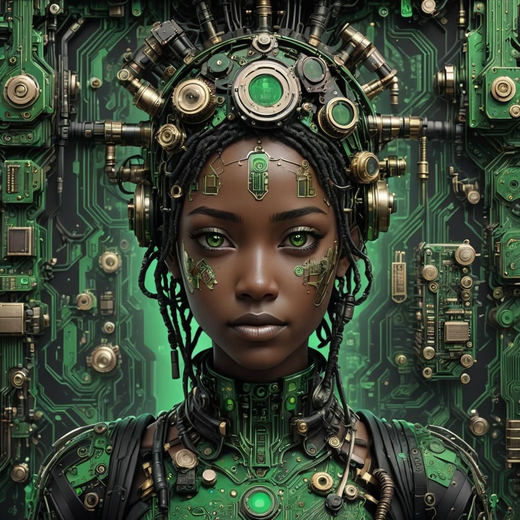 Circuit Board Teen: Green Monochrome Matrix Masterpiece