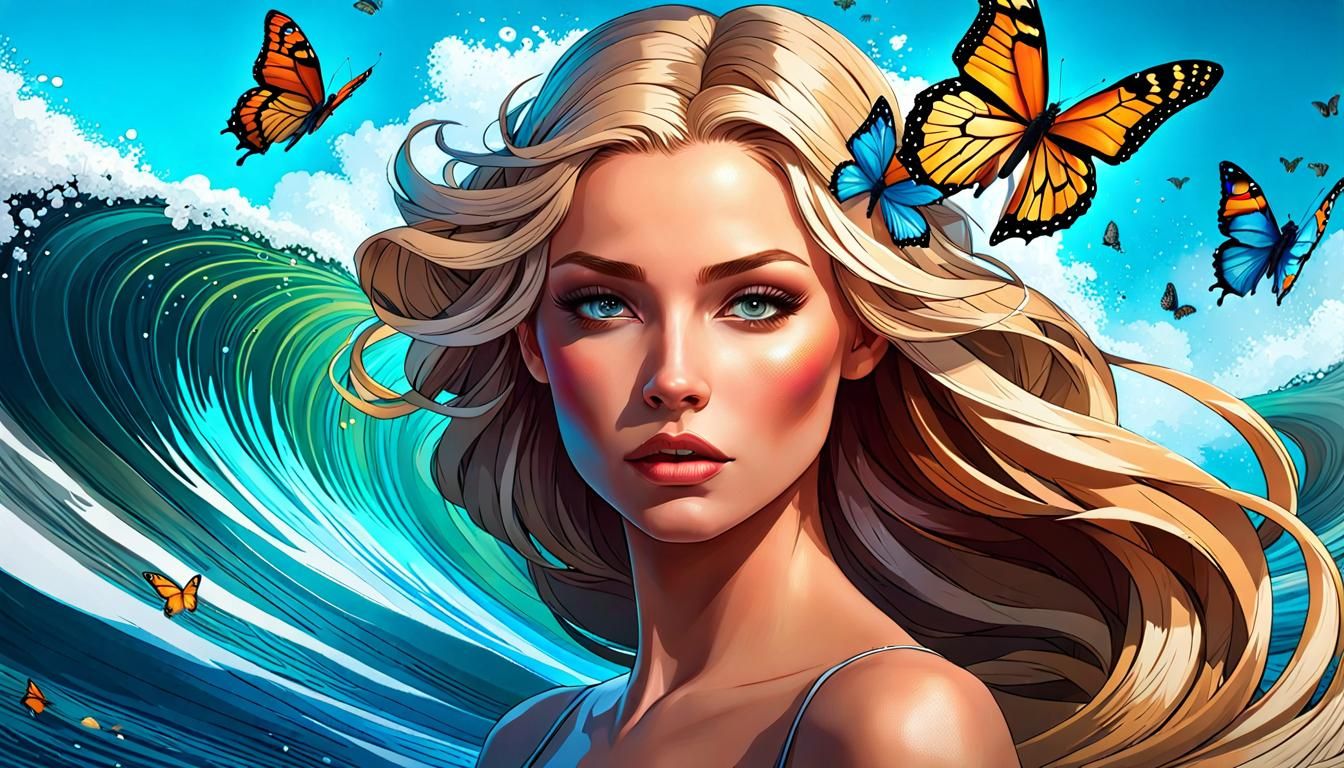 "Goddess of Ocean Waves and Beautiful Butterflies"-2281-...... God Is Available. He Loves You...Do You Want Help?...see ...