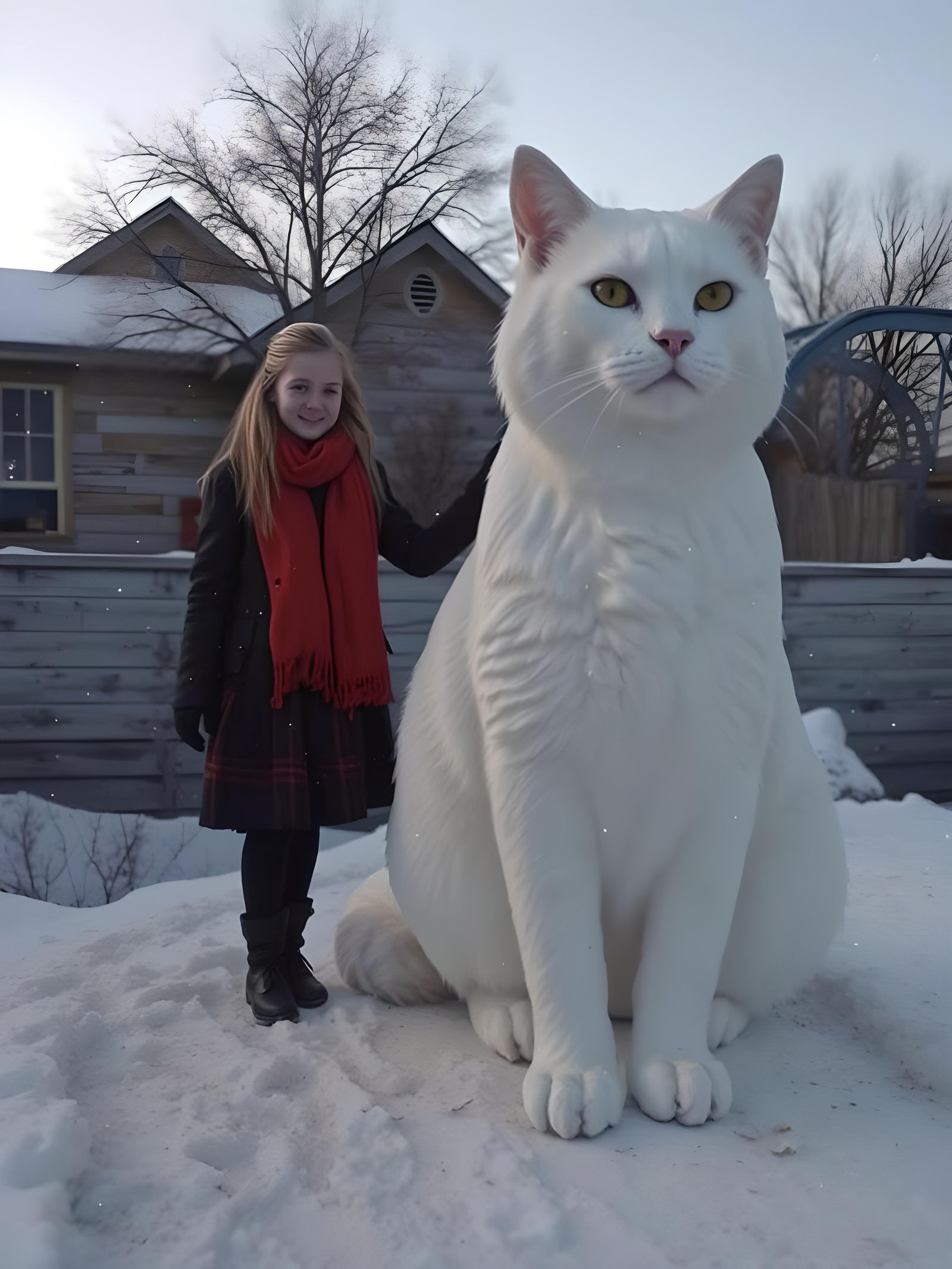 Girl with Snow Cat: Abstract Pop Art in 8K