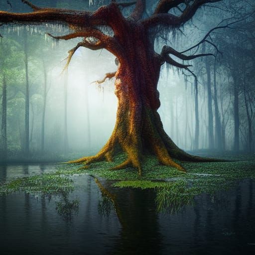 Swamp Tree in Detailed Fantasy Concept Art