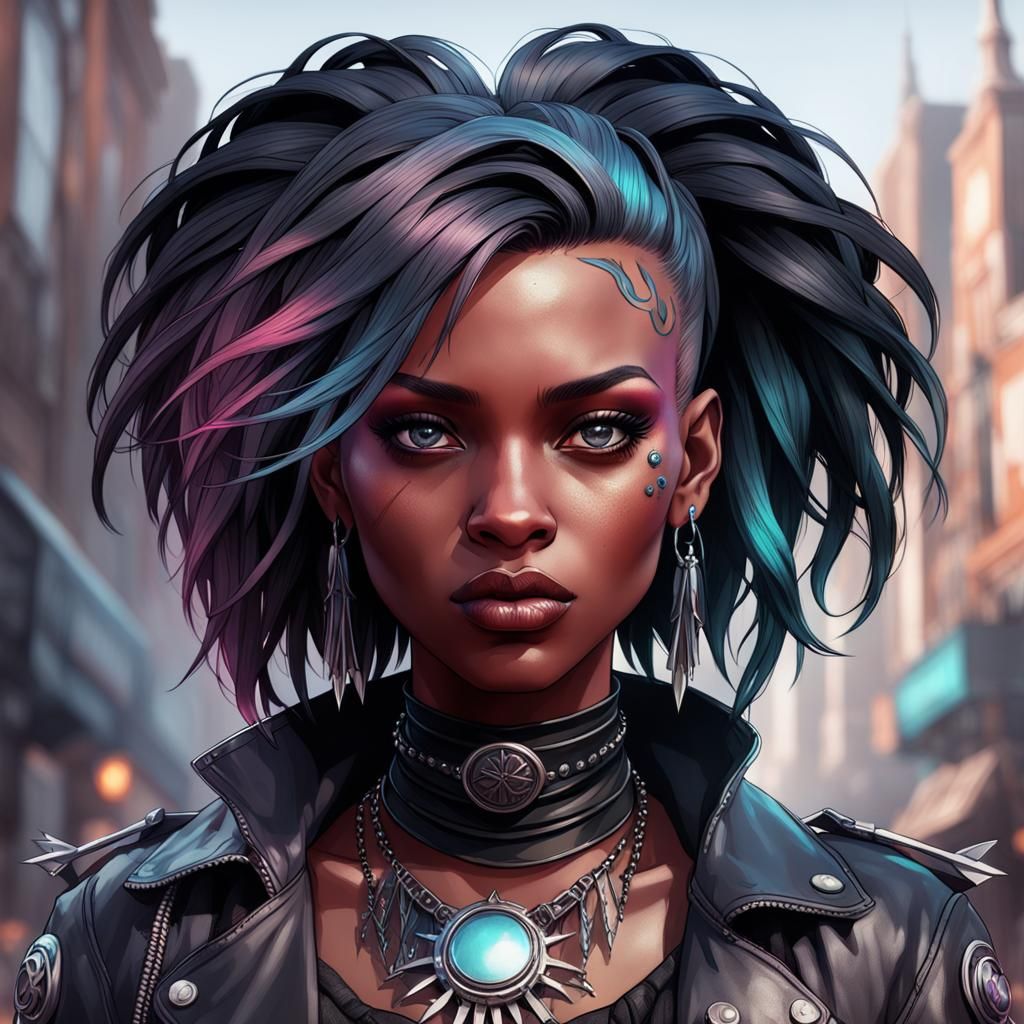 Goth Punk Teen Portrait in Hyperdetailed Digital Art