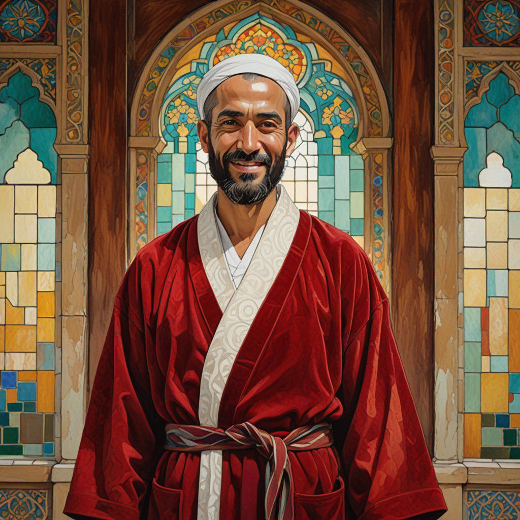 Elegant Scholar in Velvet Robe