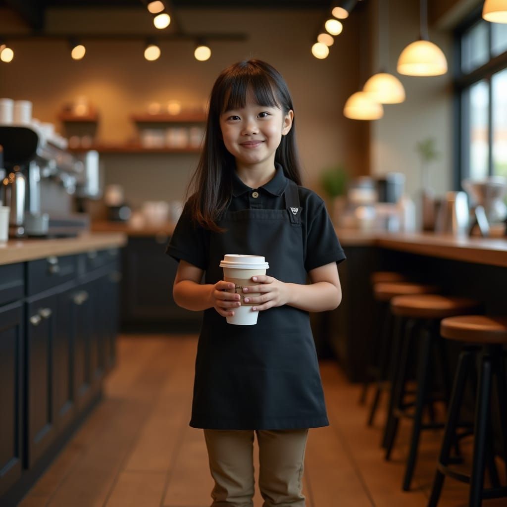 Girl in Coffee Shop: Photorealistic Portrait