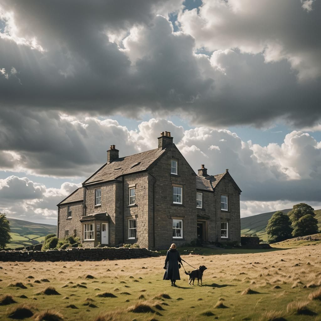 Minimalist Yorkshire Dales House with Woman and Dog