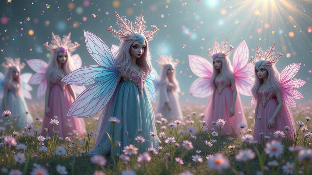 Mythical Creatures in Ethereal Meadow as Dreamscape