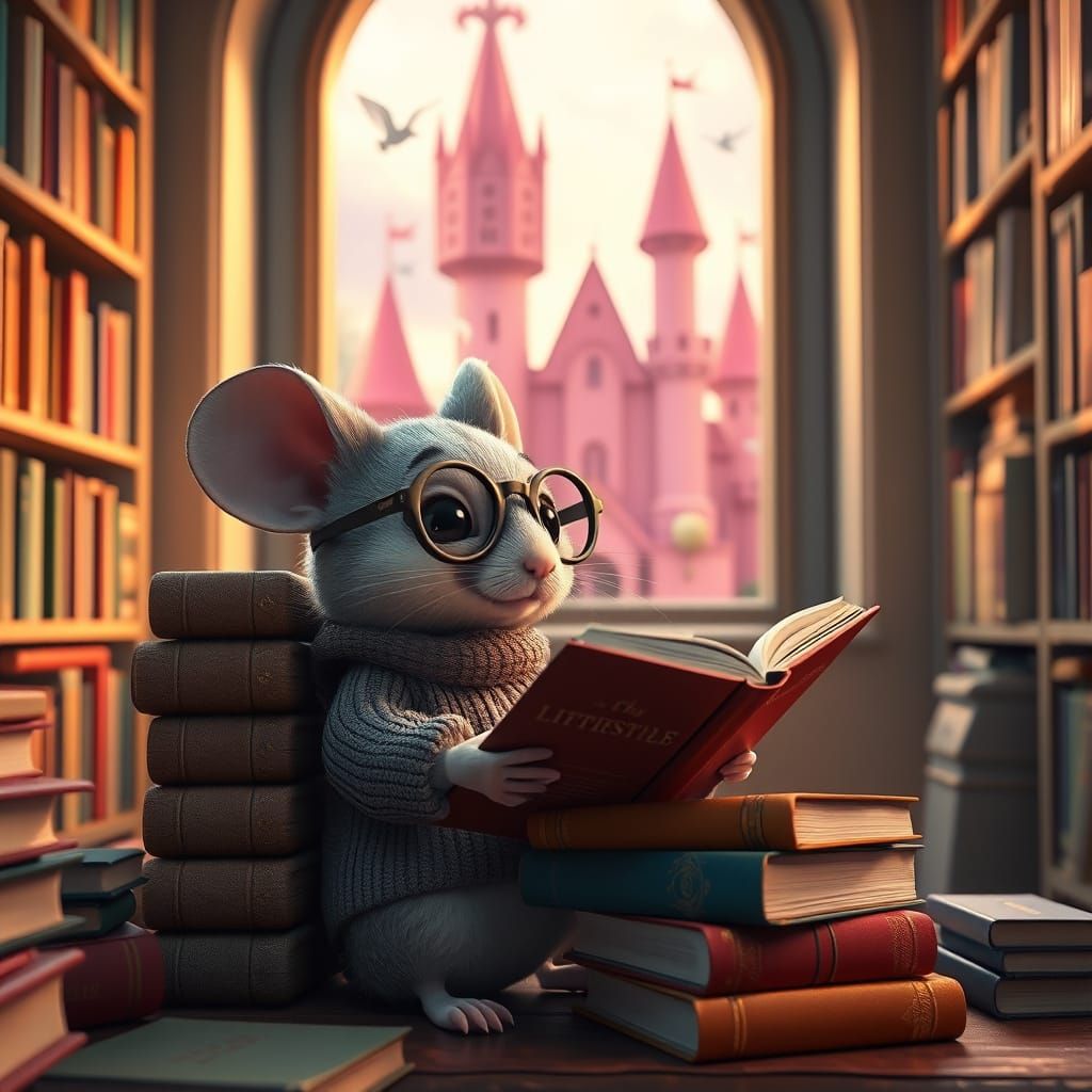 Mouse Reading Book in Library: 3D Game Cinematic
