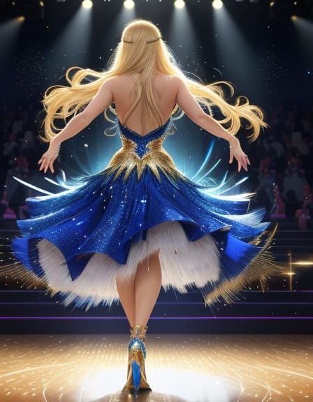 Elegant Anime Dancer in Golden Light