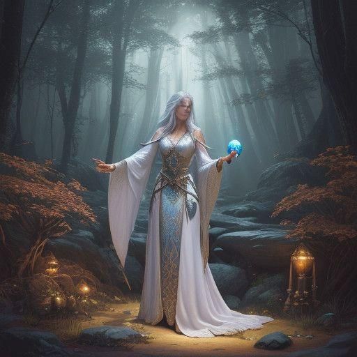 Enchanted Wizardess in Ethereal Robes