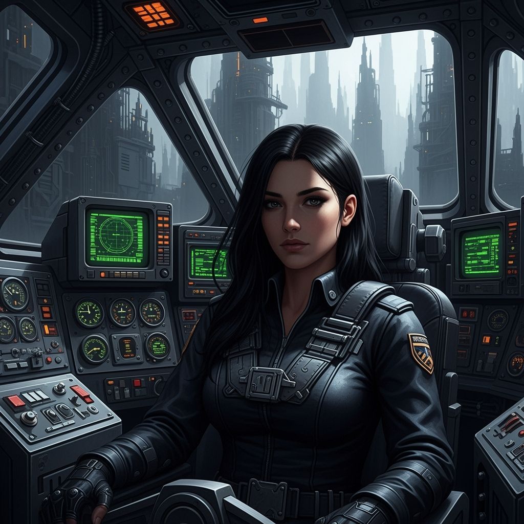 Pilot Portrait in Retro-Futuristic Style